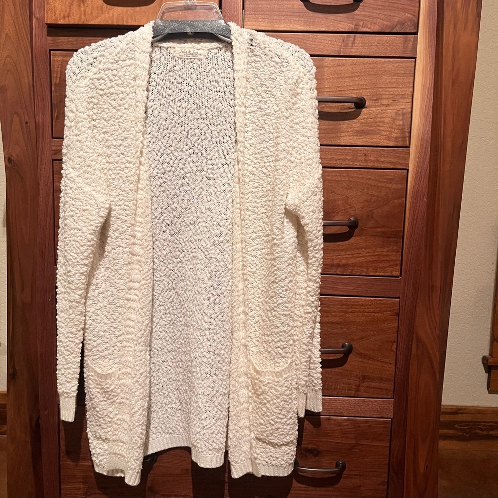 JOLIE & JOY Womens Textured Long Cardigan